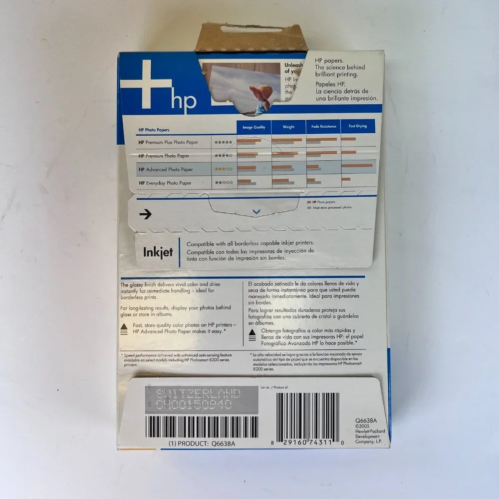 HP Advanced Photo Paper Glossy 4x6 Borderless 100 Sheets Q6638A Inkjet 210 g/m²